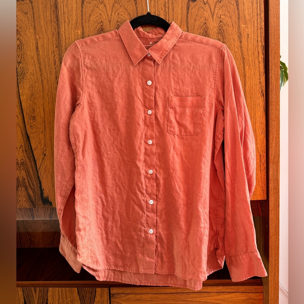 Muji long sleeve linen button up